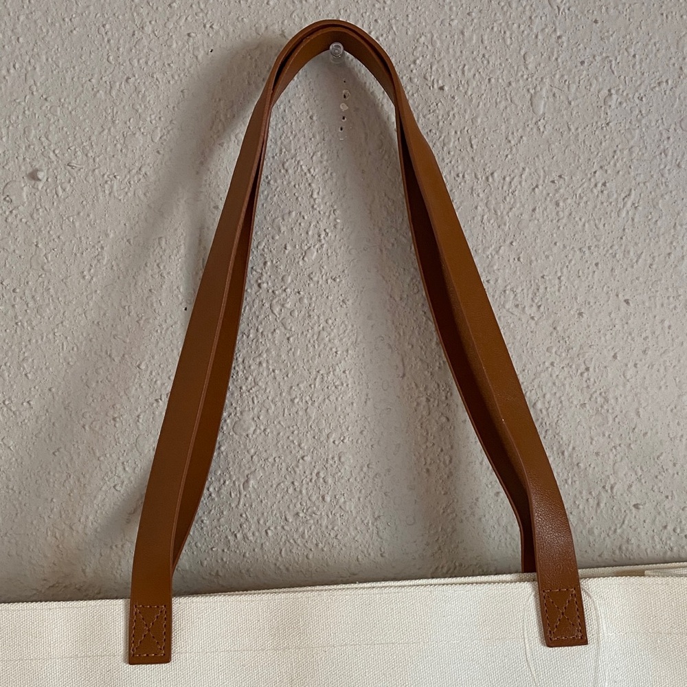 Francesca's Collections White Tote with Brown Straps - Picture 6 of 6